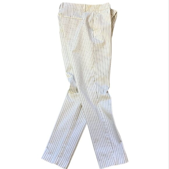 H&M Ankle Pants Trousers White with Black Pinstripes Sz 8 #18A - Picture 3 of 6